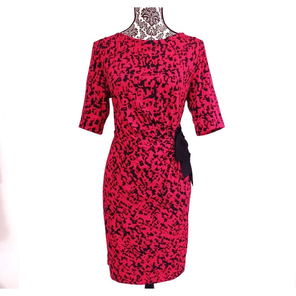 JUST TAYLOR Sarong Gather Side Bow SS Stretch Dress 10 - Picture 4 of 4